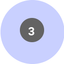 Number 3 over a small grey circle inside of a blue circle