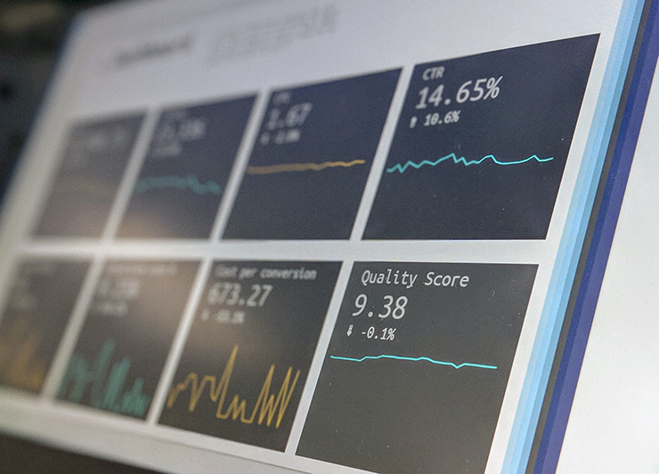 Computer screen with procurement statistics