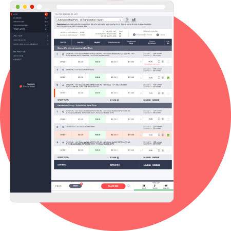 red circle behind web screen of ProcurePort dashboard