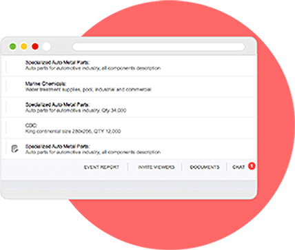 red circle behind web screen of procureport's lots list