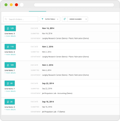 Web screen of ProcurePort's Integrated Purchase Order Software System