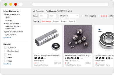 Web screen of ProcurePort's Integrated Online Purchasing Catalogs