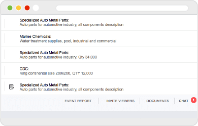 Web screen with Request for Information module example parts