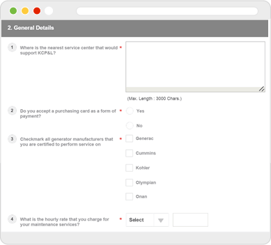 Web screen with Request for Information module preview of General Details screen