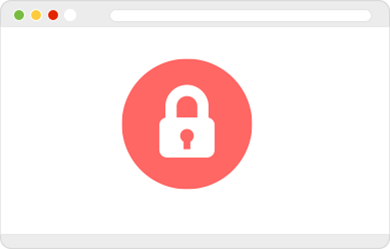 Webscreen with white lock icon over a red circle
