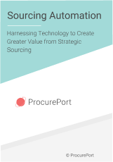 White paper cover of sourcing automation, harnessing technology to create greater value from strategic sourcing